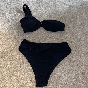 Shein black one shoulder bikini